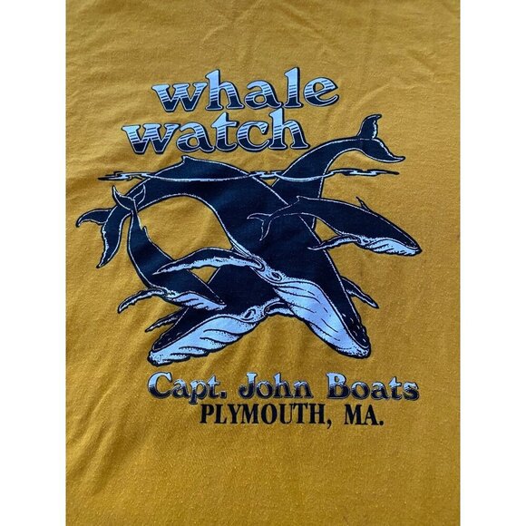 Vintage Whale Watch t-shirt Size Large Capt. John Boats in Plymouth, MA 90s Tour - Picture 4 of 11